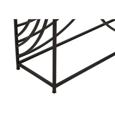 Clear Mirrored Glass Top Console Table with Black Curved Line Open Frame, Logan