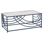 Balack and Silver Mirrored Glass Top Rectangualr Coffee Table | Logan