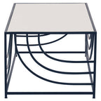 Balack and Silver Mirrored Glass Top Rectangualr Coffee Table | Logan