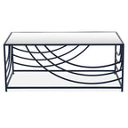 Balack and Silver Mirrored Glass Top Rectangualr Coffee Table | Logan