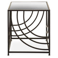 Clear Mirrored Glass Top Side Table with Black Curved Line Open Frame, Logan