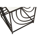Clear Mirrored Glass Top Side Table with Black Curved Line Open Frame, Logan