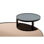 Smoked Mirror Top and Black Wooden Frame 2-Tier Coffee Table | Cercle