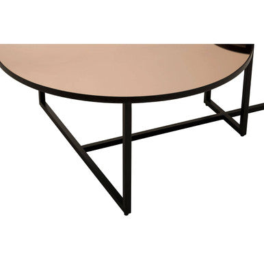 Smoked Mirror Top and Black Wooden Frame 2-Tier Coffee Table | Cercle
