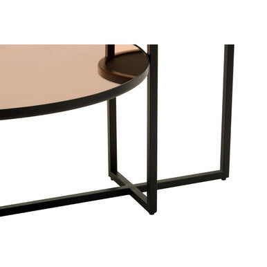 Smoked Mirror Top and Black Wooden Frame 2-Tier Coffee Table | Cercle