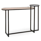 Smoked Mirror Top 2-Tier Console Table with Black Asymmetric Metal Frame | Cercle