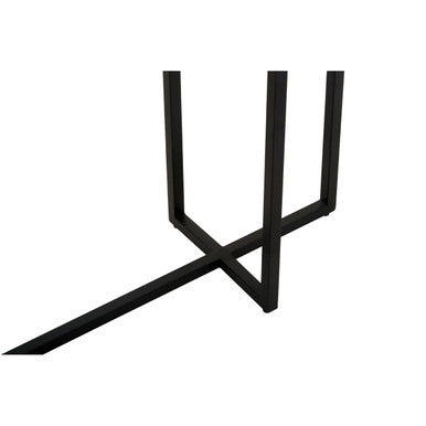 Smoked Mirror Top 2-Tier Console Table with Black Asymmetric Metal Frame | Cercle