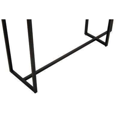 Smoked Mirror Top 2-Tier Console Table with Black Asymmetric Metal Frame | Cercle