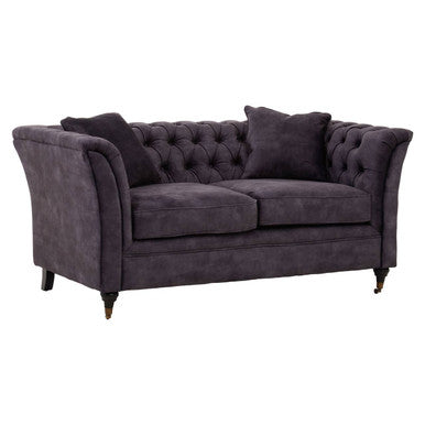 2 Seater Grey Velvet Sofa, Sabrina