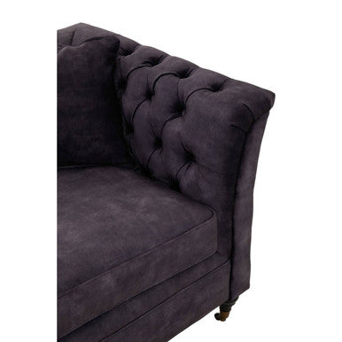 2 Seater Grey Velvet Sofa, Sabrina