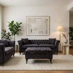 Grey Velvet Ottoman | Sabrina