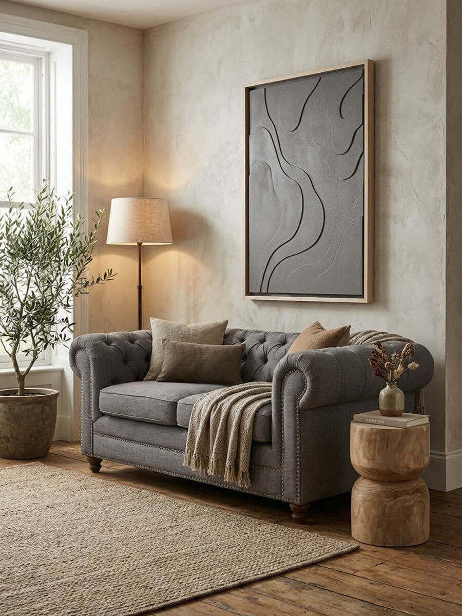 2 Seater Grey Linen Sofa, Stella