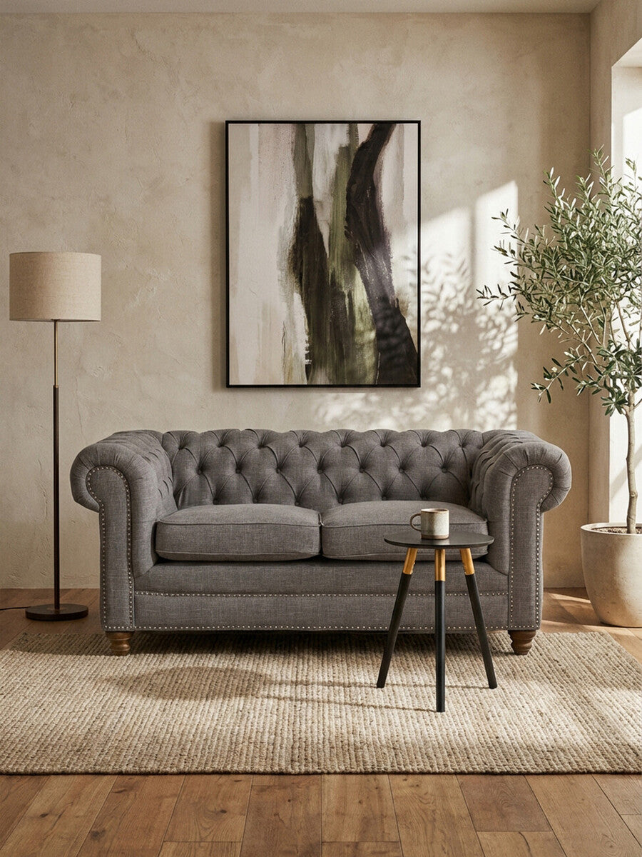 2 Seater Grey Linen Sofa, Stella