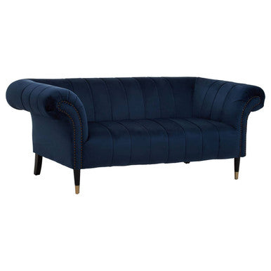 2 Seater Midnight Blue Velvet Sofa, Siena