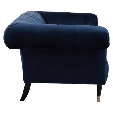 2 Seater Midnight Blue Velvet Sofa, Siena