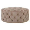 Beige Velvet Round Ottoman Stool | Suri