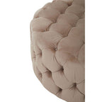 Beige Velvet Round Ottoman Stool | Suri