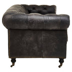 3 Seater Antique Black Chesterfield Leather Sofa | Hoxton