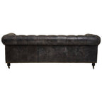 3 Seater Antique Black Chesterfield Leather Sofa | Hoxton
