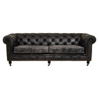 3 Seater Antique Black Chesterfield Leather Sofa | Hoxton