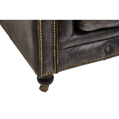 3 Seater Antique Black Chesterfield Leather Sofa | Hoxton