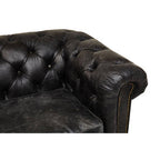 3 Seater Antique Black Chesterfield Leather Sofa | Hoxton