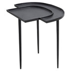 Black Nickel Metal Top Futuristic Abstract Side Table with Black Frame | Simbolo