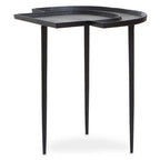 Black Nickel Metal Top Futuristic Abstract Side Table with Black Frame | Simbolo