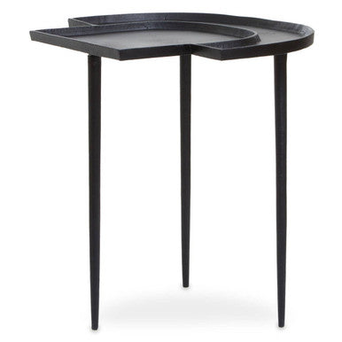 Black Nickel Metal Top Futuristic Abstract Side Table with Black Frame | Simbolo