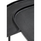 Black Nickel Metal Top Futuristic Abstract Side Table with Black Frame | Simbolo