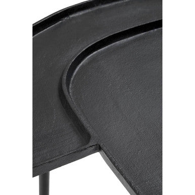Black Nickel Metal Top Futuristic Abstract Side Table with Black Frame | Simbolo