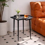 Black Nickel Metal Top Futuristic Abstract Side Table with Black Frame | Simbolo