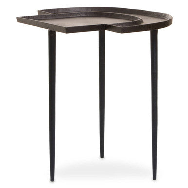 Brown Bronze Metal Top Abstract Side Table with Black Legs | Simbolo