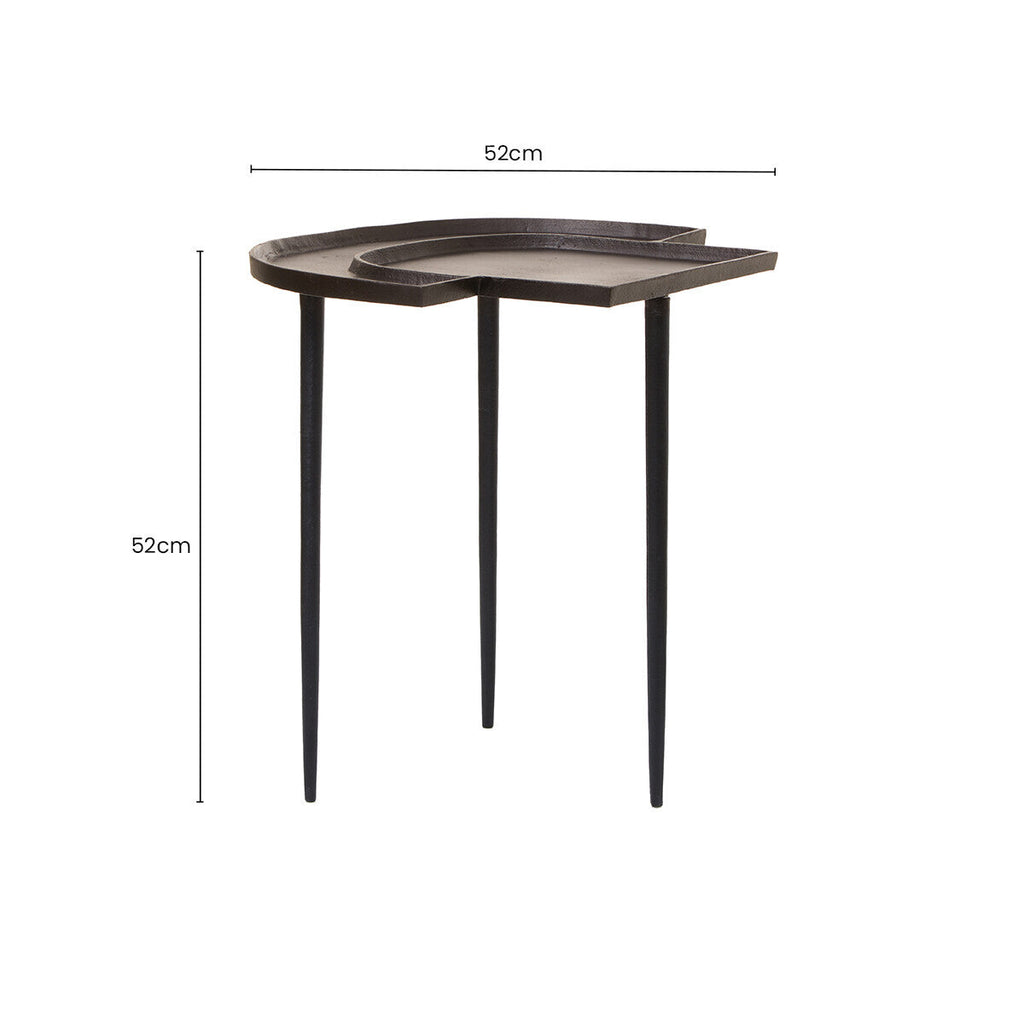 Brown Bronze Metal Top Abstract Side Table with Black Legs | Simbolo