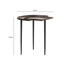 Brown Bronze Metal Top Abstract Side Table with Black Legs | Simbolo