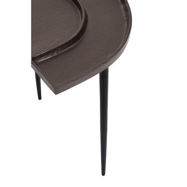 Brown Bronze Metal Top Abstract Side Table with Black Legs | Simbolo