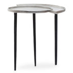 Silver Overlapping Tray Top Side Table with Black Metal Legs | Simbolo