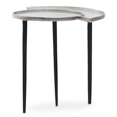 Silver Overlapping Tray Top Side Table with Black Metal Legs | Simbolo