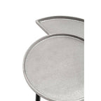 Silver Overlapping Tray Top Side Table with Black Metal Legs | Simbolo