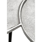 Silver Overlapping Tray Top Side Table with Black Metal Legs | Simbolo