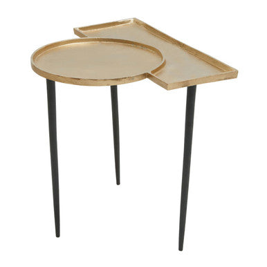 Gold Overlapping Tray Top Side Table with Black Metal Legs | Simbolo