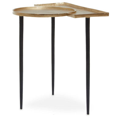 Gold Overlapping Tray Top Side Table with Black Metal Legs | Simbolo