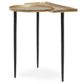 Gold Overlapping Tray Top Side Table with Black Metal Legs | Simbolo