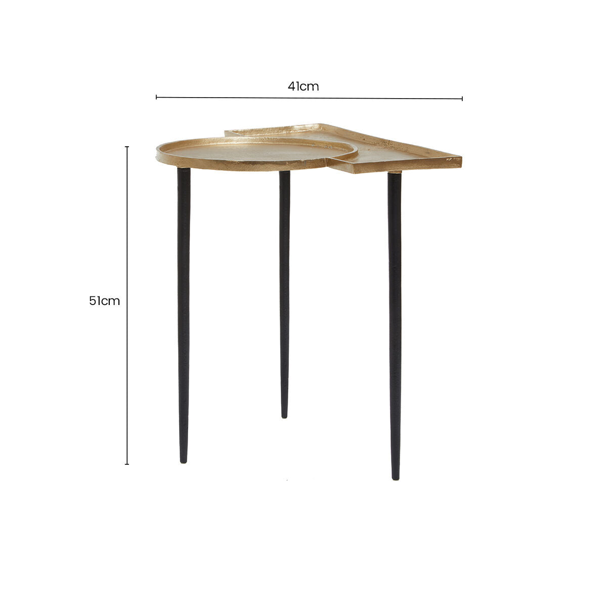 Gold Overlapping Tray Top Side Table with Black Metal Legs | Simbolo