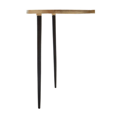 Gold Overlapping Tray Top Side Table with Black Metal Legs | Simbolo