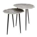 Set of 2 Silver Oak Effect Top Side Tables with Black Legs | Silva