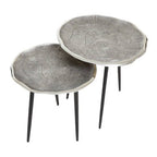 Set of 2 Silver Oak Effect Top Side Tables with Black Legs | Silva