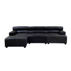Right Arm Antique Black Leather Modular Sofas | King