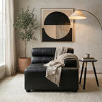 Right Arm Antique Black Leather Modular Sofas | King