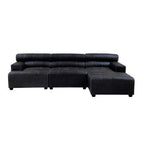 Antique Black Right Arm Leather Modular Chaise Sofa | King